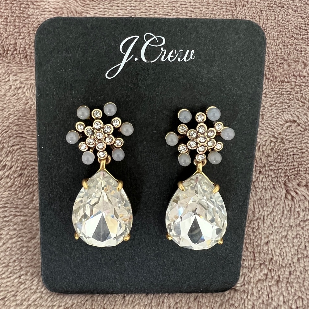 Teardrop Earrings, Faux Diamond Evening dangle earrings, J crew